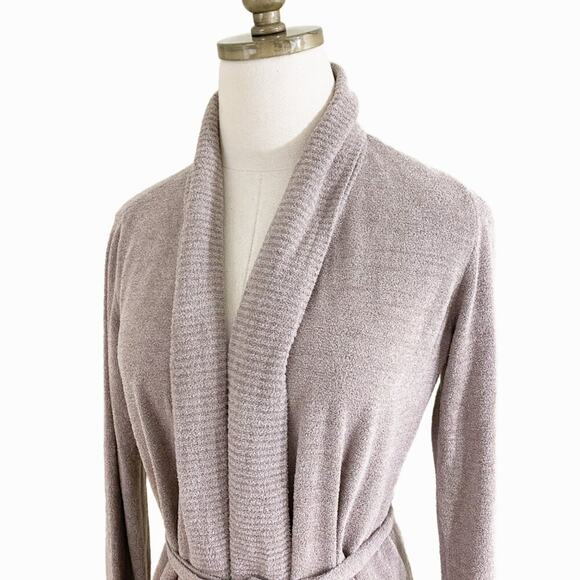 Barefoot Dreams Tan Cardigan Sweater Women's Size Small Tie Belt Waist Pockets - Picture 2 of 8